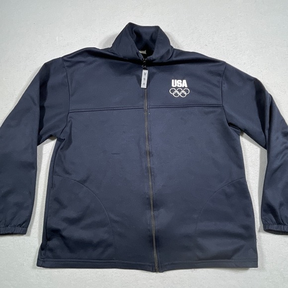 Vintage USA Olympic Committee Navy Blue Full Zip Up Jacket Men Large Made in USA - Picture 2 of 10